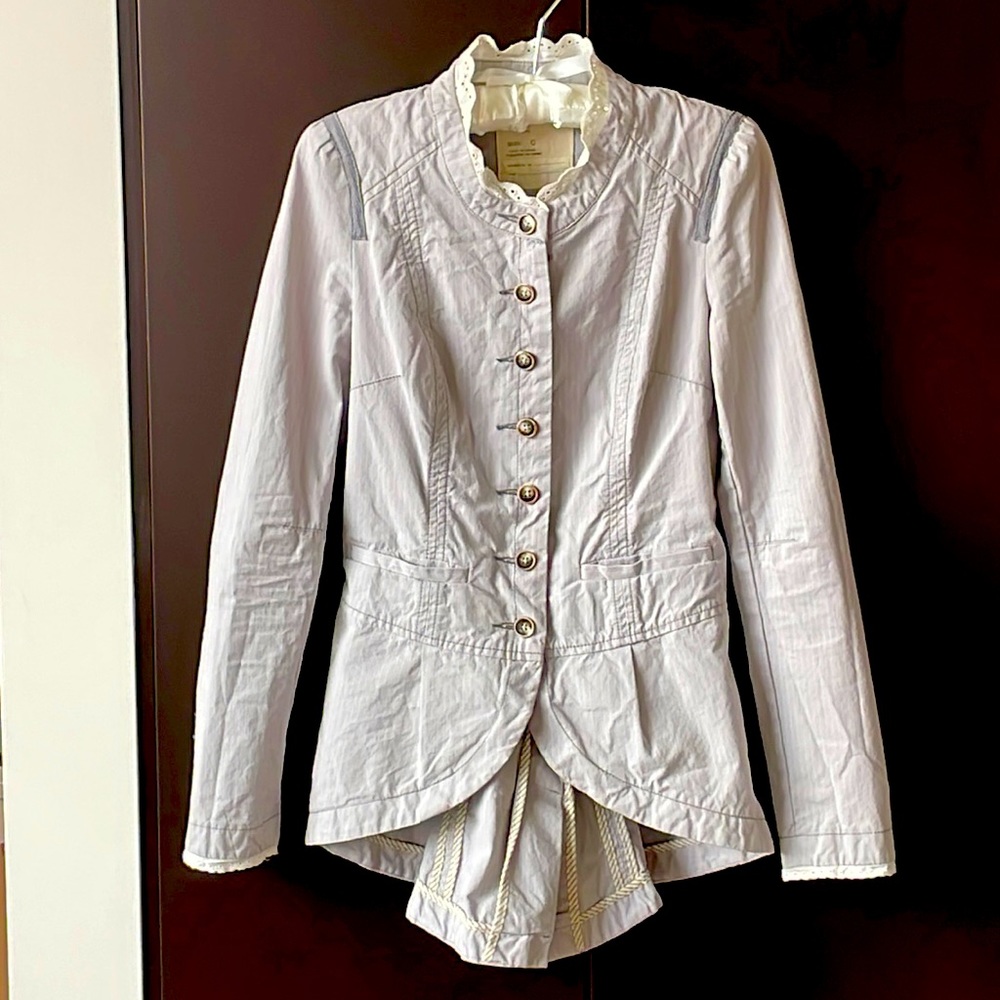 FREE PEOPLE corset lace up tie back military jacket